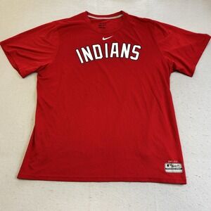 Vtg Nike T-Shirt Mens XL Red Cleveland Indians MLB Dri-FIT Authentic Sportswear